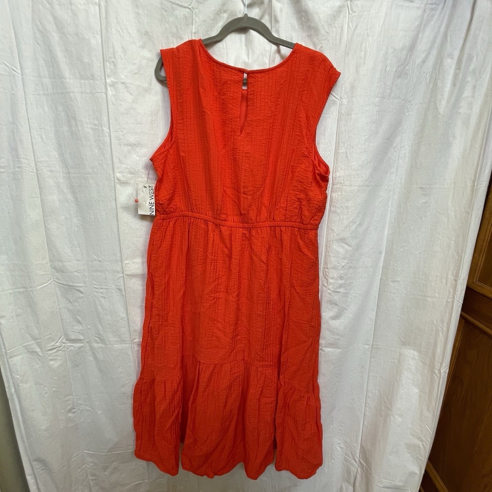 Nine West Dress Textured Maxi Tiered Size XXL Lined Sleeveless Orange NWT Kohls